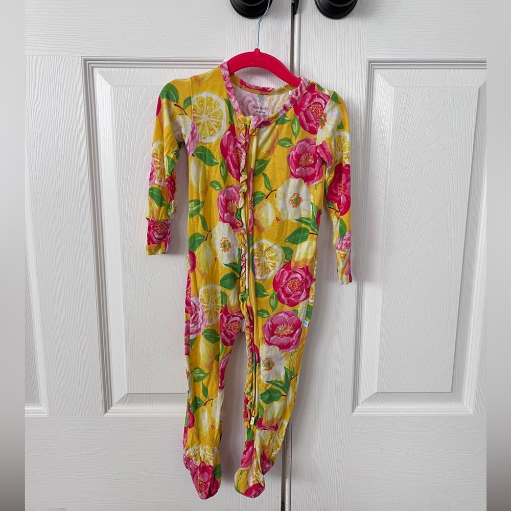 Posh Peanut ruffle zipper footed onesie size 18-24 months